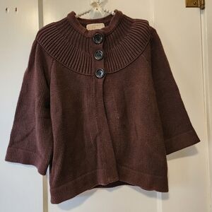 Michael Kors Brown Button Up Cardigan Size Medium